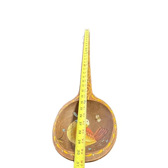 Quail Bee Decorative Spoon Tole Painted Hand Carved Vintage Wooden Giant Glued - Picture 3 of 13